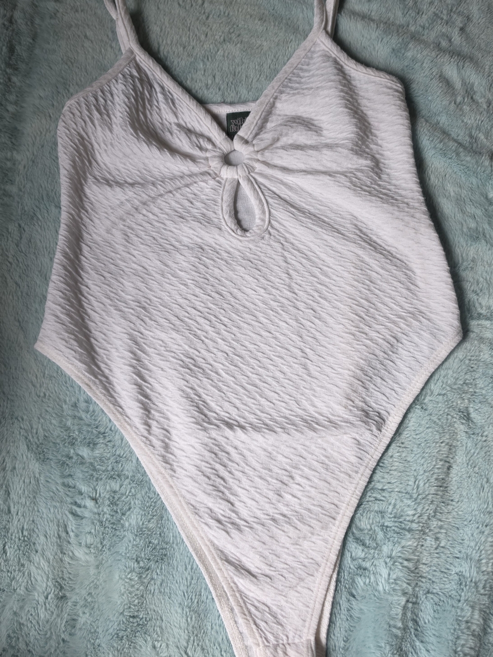 wild fable White Textured Bodysuit Top